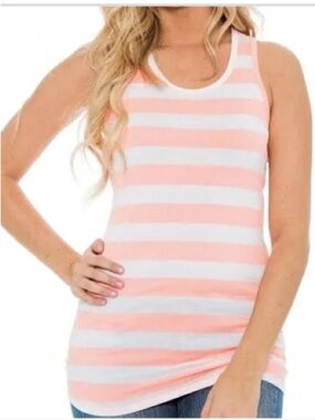 Lululemon Cool Racerback Tank Top Striped Pink and White Women’s 2/4